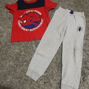 Marvel Spider-Man Red and Blue Kids Tee and Sweatpants